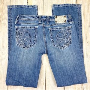 MISS ME Blue Low Rise Bootcut Blue Denim Jeans